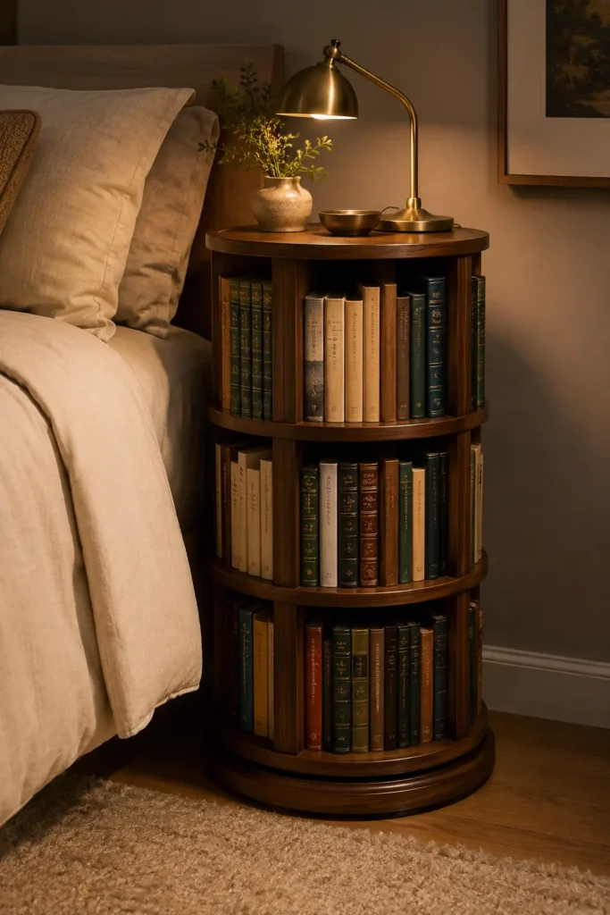 Bedside Story Carousel Bookshelf idea for Bedroom.