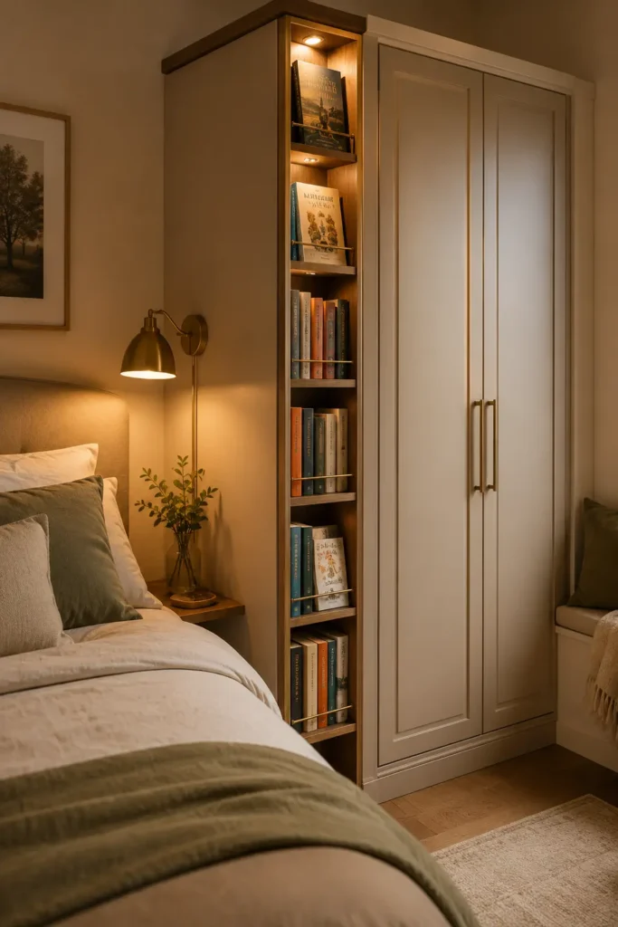Wardrobe-Side Book Spine Tall Bookshelf for Bedroom.