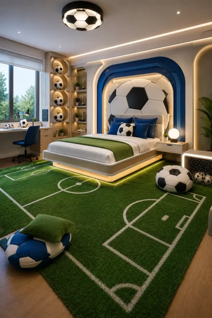 Mini Indoor Football Pitch Bedroom for kids.