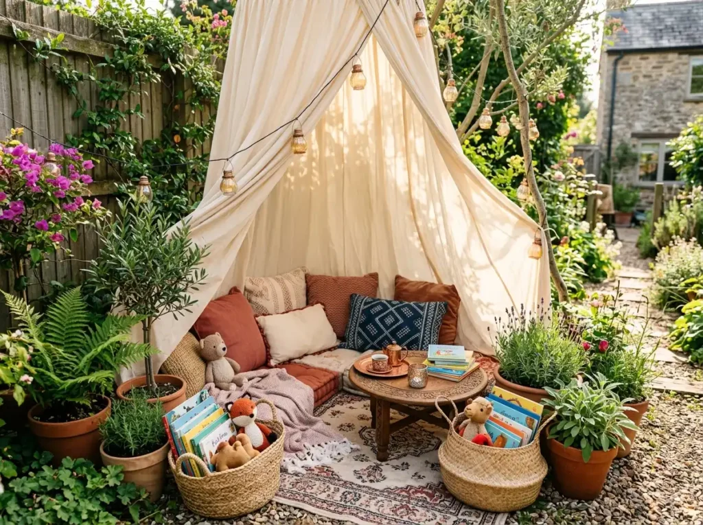 Moroccan style small bckyard idea for kids