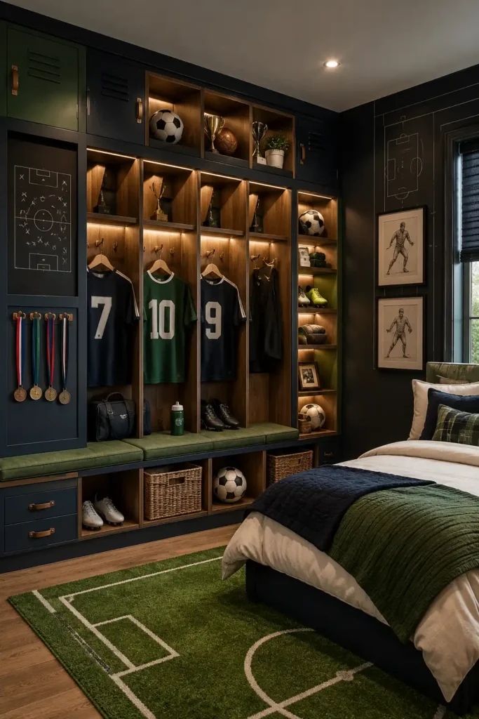 Mini Locker Room Wall for football bedrooms.