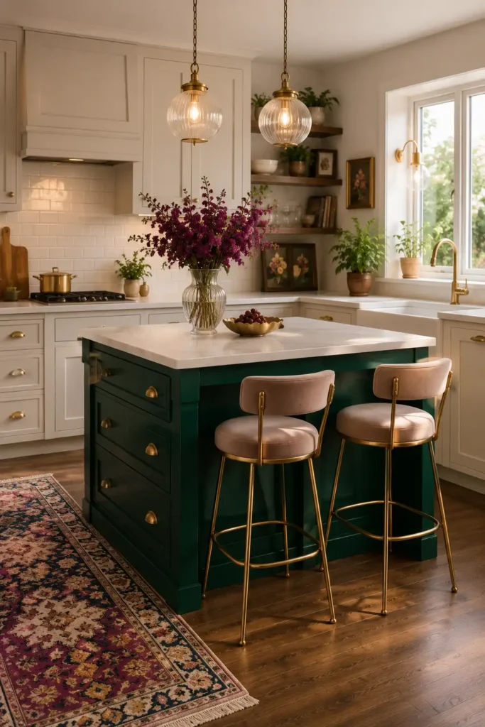 Small luxury kitchen island with jewel box design