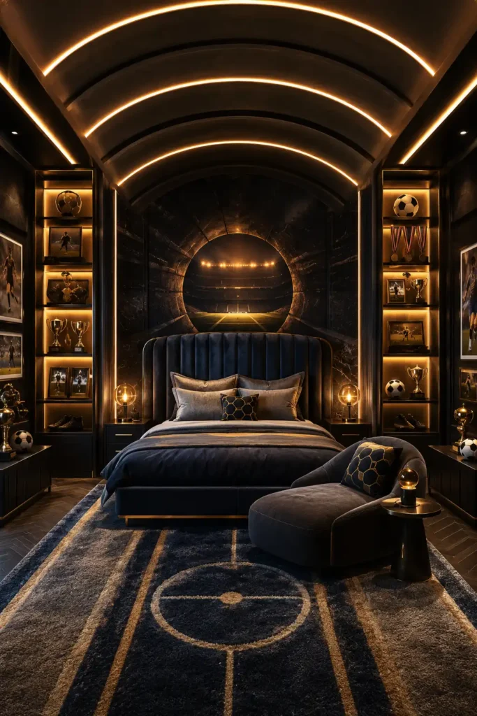 Trophy Tunnel Football Bedroom Idea.