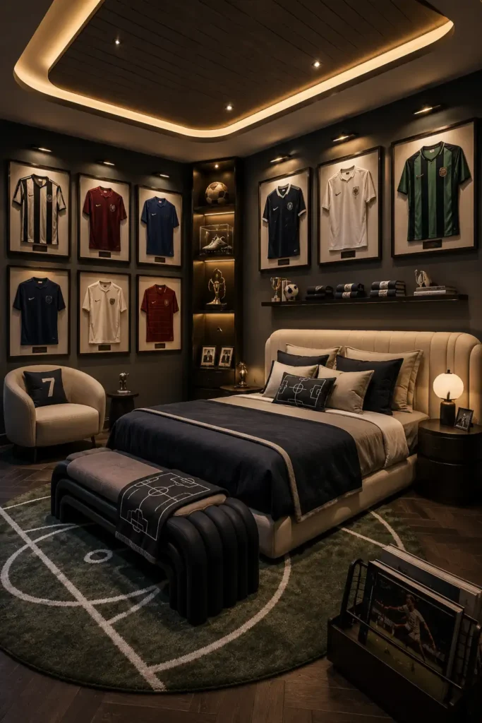 Football Jersey Gallery Wall Room Idea for kids