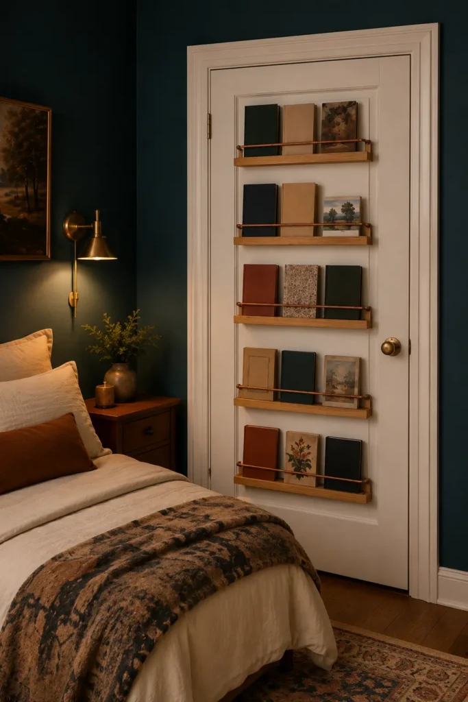 Back-of-Door Book Rail Bookshelf for small bedrooms.