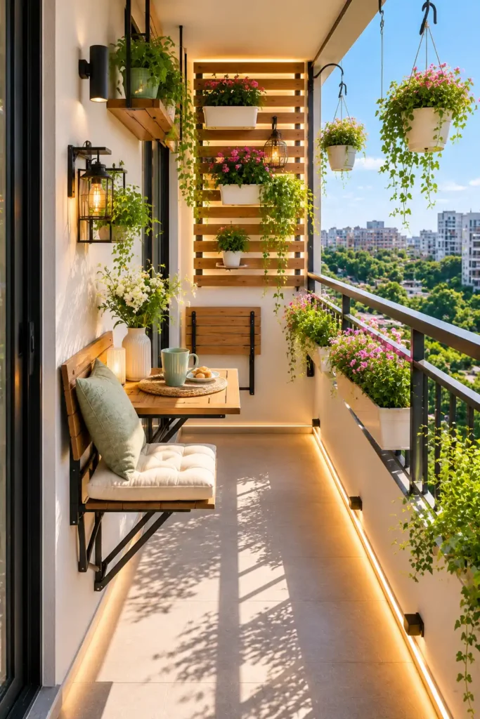 The No-Floor-Furniture Narrow Balcony Idea