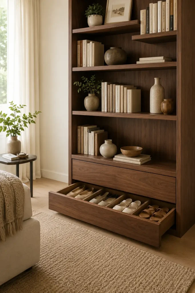 Bookshelf Secret Plinth Shoe Drawer.