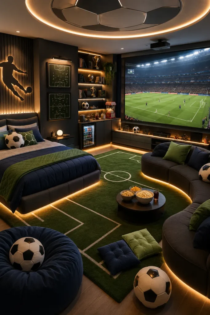 Match-Day Lounge Football Bedroom Idea.