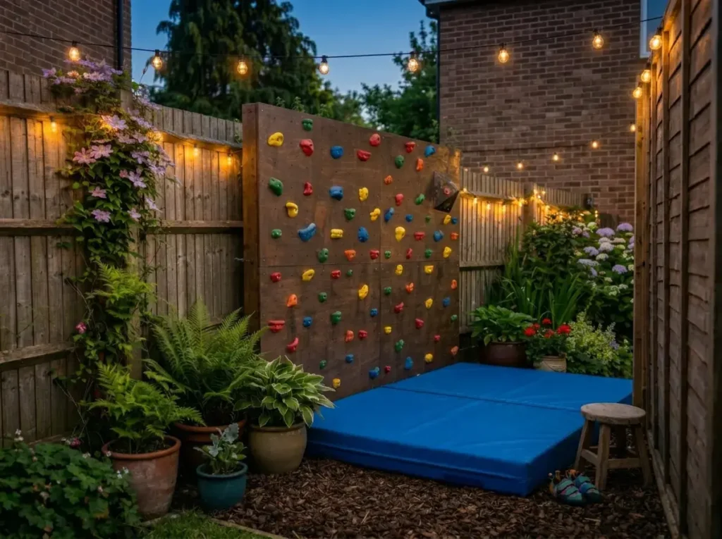 Climbing Wall Corner backyards idea for kids