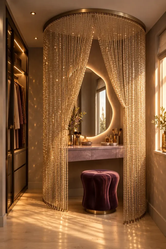 Vanity Enclose With a Crystal Chain Veil.