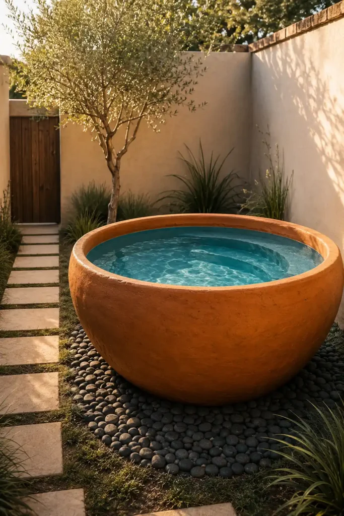 An Above-Ground Plung Pool Like a Giant Clay Bowl.