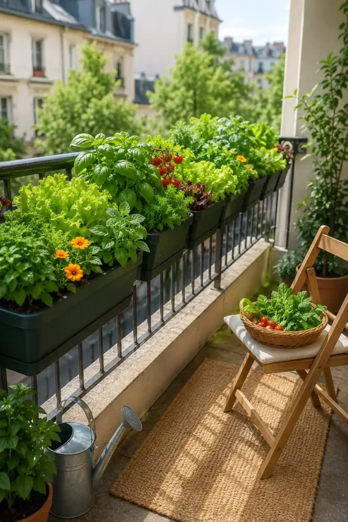 Mini Salad Bar Along the Small Balcony Railing.